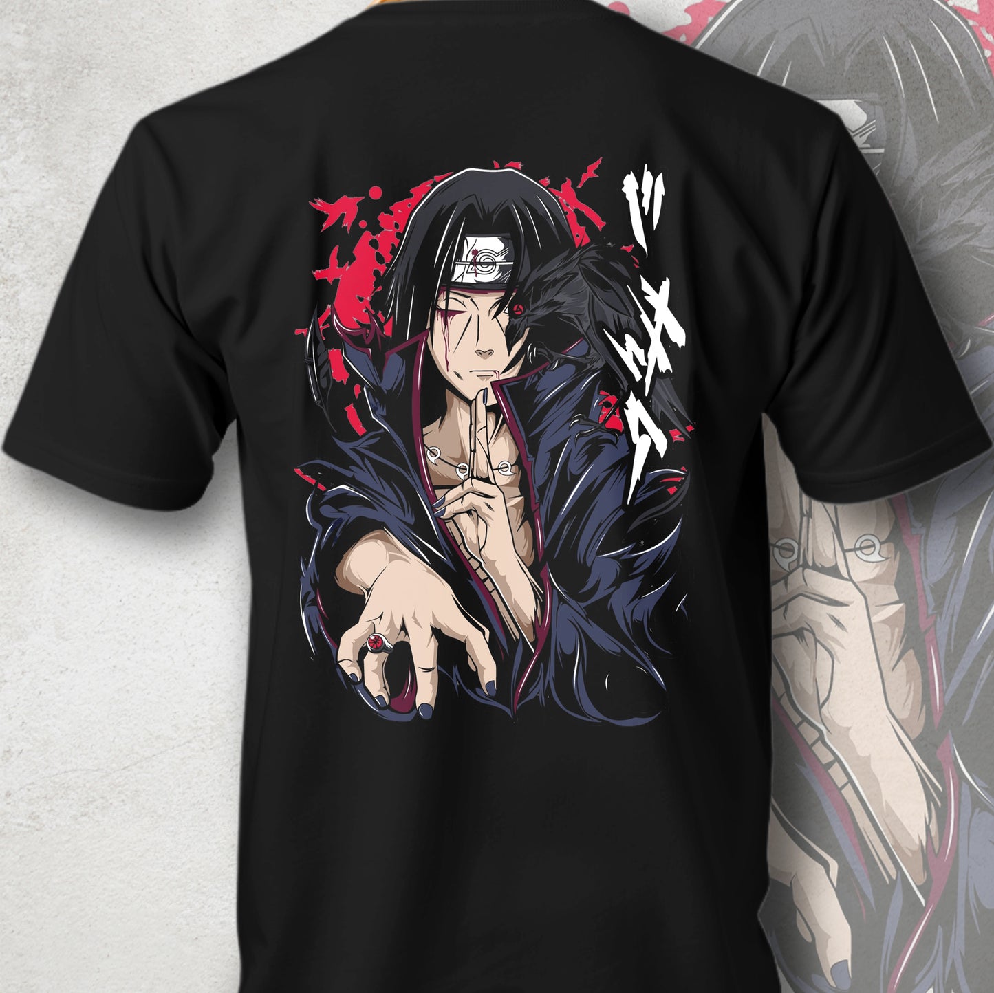 Itachi Round Neck Black Anime T-Shirt – Custom Printed T Shirt